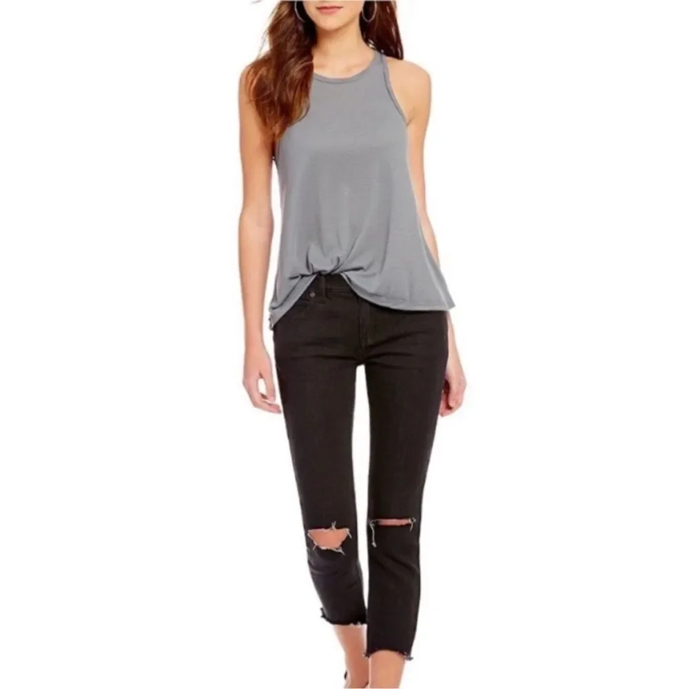 Free People Mock Me Tank Top Gray Small